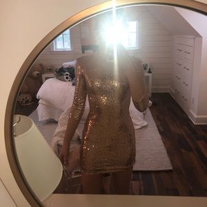 sparkly gold revolve mini dress
